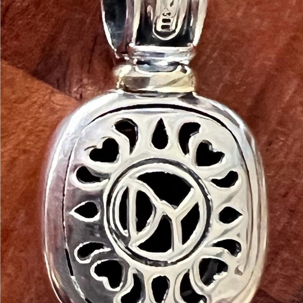David Yurman Sterling Silver 14k Black Onyx XL Enhancer Pendant - Picture 5 of 7